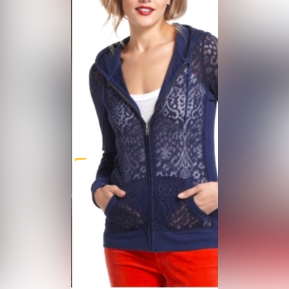 Anthropologie Eloise Jacquard Lace Hoodie